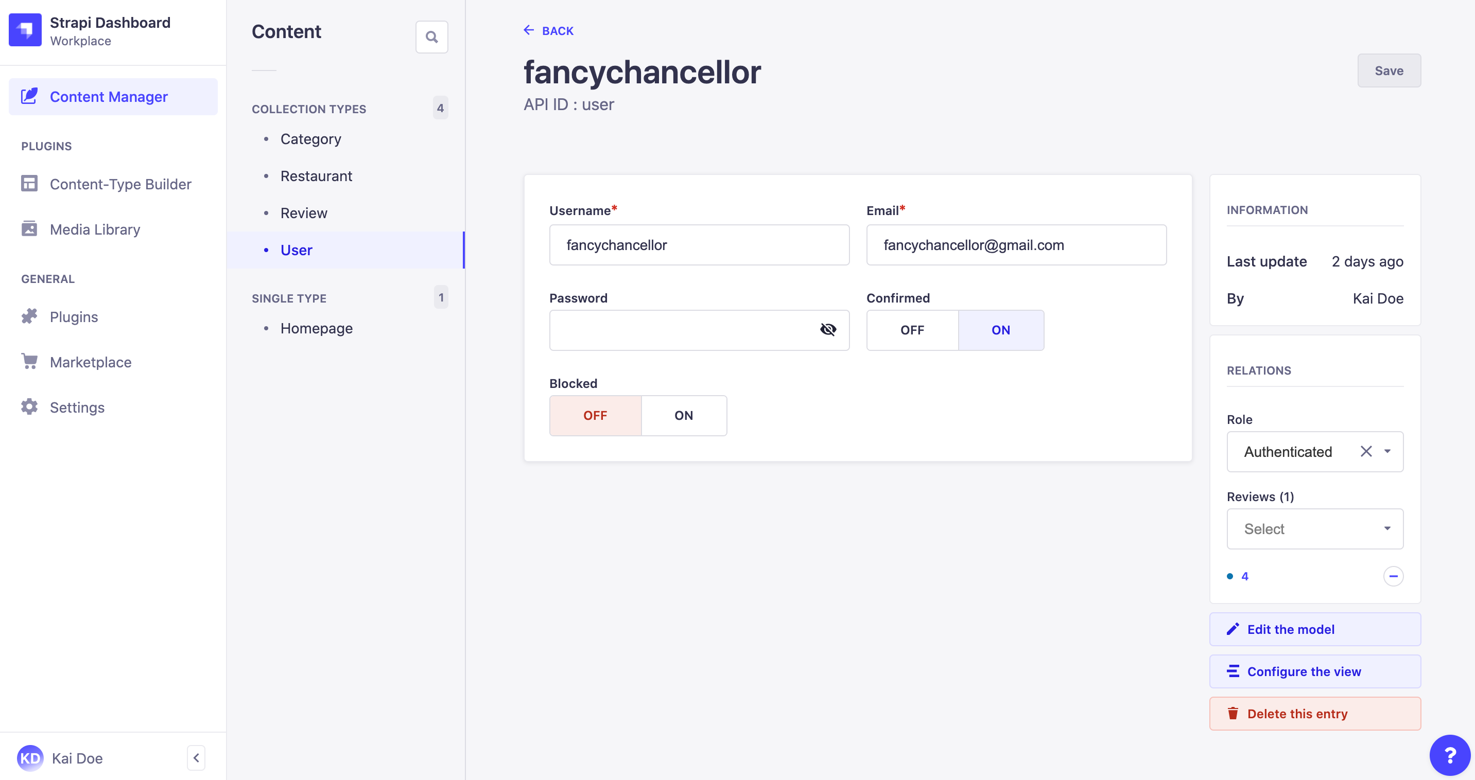 Managing end-users via the Content Manager